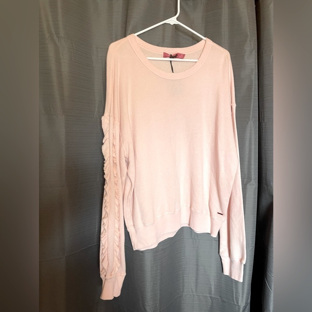 N:philanthropy  sweatshirt.  Soft peach color with ruffle on one arm NWT